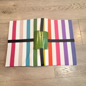 NWT Set of 6 Kate Spade New York Striped Placemats Rainbow Vinyl Wipeable Dining